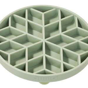 Silicone Round Puzzle Feeder Bowl in Sage Green